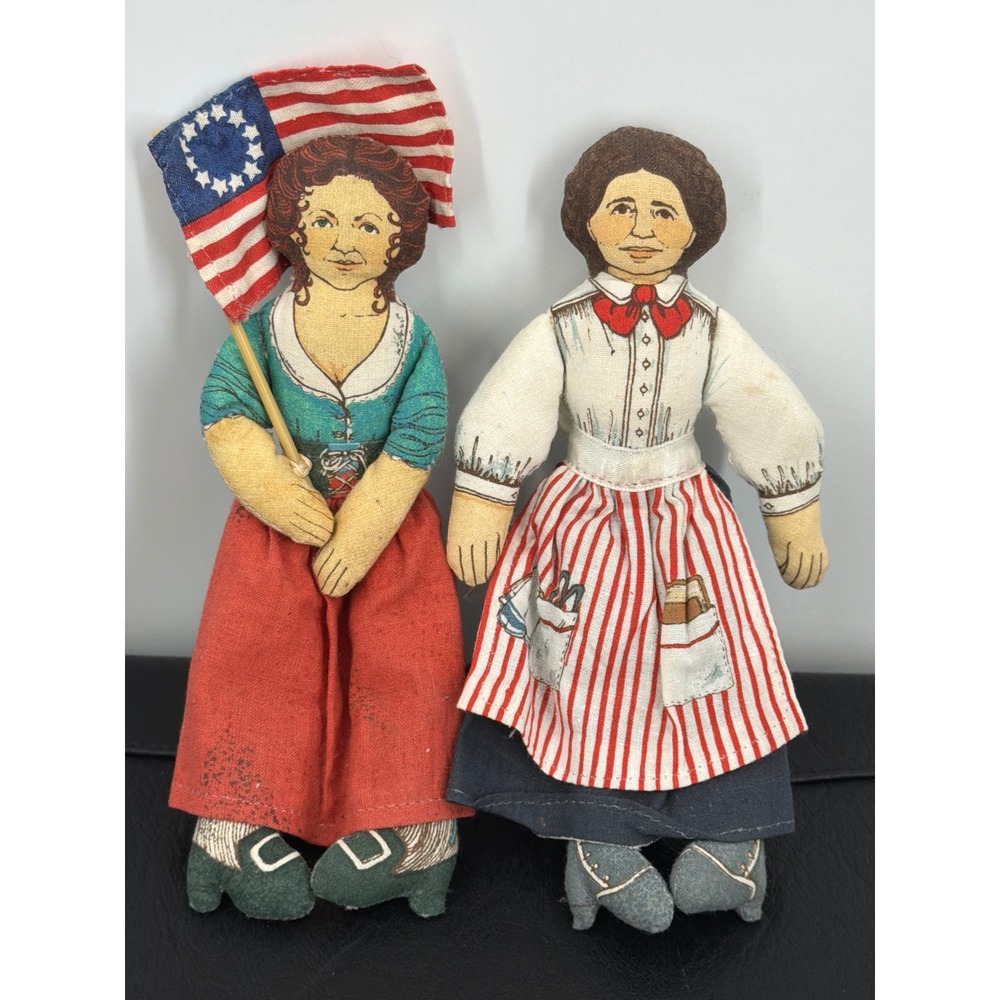 Vintage 1979 Hallmark Molly Pitcher Clara Barton Rag Doll Set Americana Toy